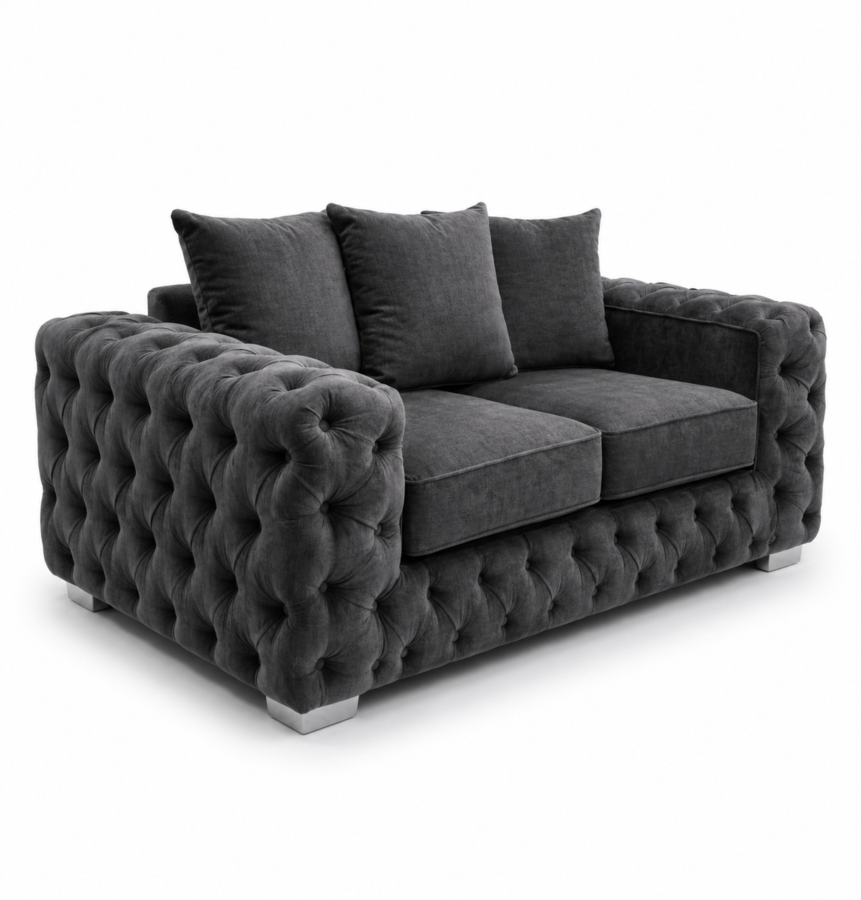 Ashton 2 Seater Chenille Dark Grey Sofa - Luxury UK Living Room Showcase