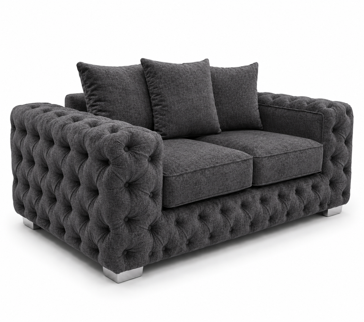 Ashton 2 Seater Naples & Kensington Dark Grey Sofa - Luxury UK Living Room Showcase