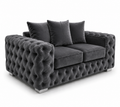 Ashton 2 Seater Plush Velvet Dark Grey Sofa - Luxury UK Living Room Showcase