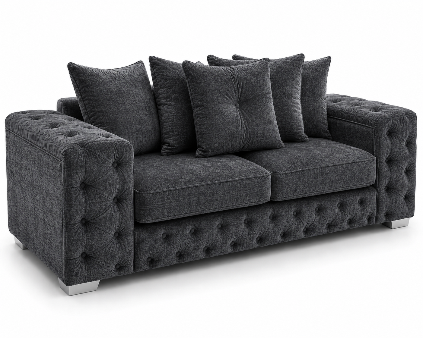 Ashton 3 Seater Naples & Kinsington Dark Grey Sofa - Luxury UK Living Room Showcase