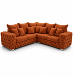 Madrid Chesterfield 2 Seater Chenille Burnt Orange Sofa - Luxury UK Living Room Showcase