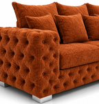 Madrid Chesterfield 2 Seater Chenille Burnt Orange Sofa - Detailed Angle View 3