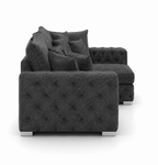 Ashton 5 Seater Corner L-Shape Chenille Dark Grey Sofa - Detailed Angle View 2