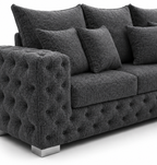 Ashton 5 Seater Corner L-Shape Chenille Dark Grey Sofa - Detailed Angle View 3