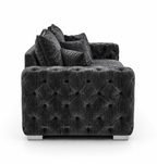 Ashton 5 Seater Corner L-Shape Crush Velvet Dark Grey Sofa - Detailed Angle View 2