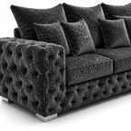 Ashton 5 Seater Corner L-Shape Crush Velvet Dark Grey Sofa - Detailed Angle View 3