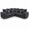 Ashton 5 Seater Corner L-Shape Crush Velvet Dark Grey Sofa - Luxury UK Living Room Showcase