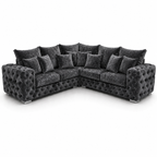 Ashton 5 Seater Corner L-Shape Crush Velvet Dark Grey Sofa - Luxury UK Living Room Showcase