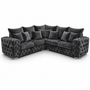 Ashton 5 Seater Corner L-Shape Crush Velvet Dark Grey Sofa | Free UK Delivery