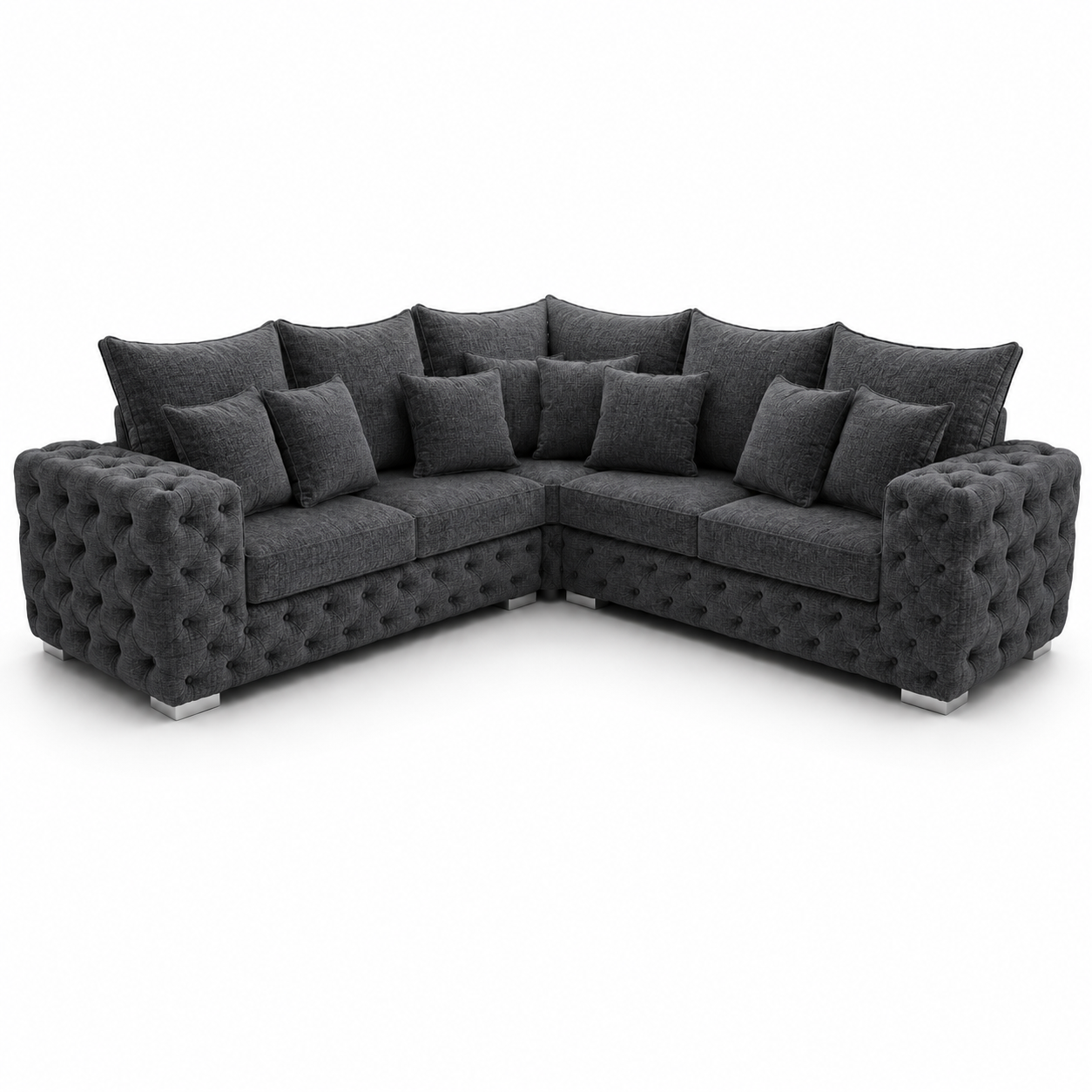 Ashton 5 Seater Corner Naples & Kinsington Dark Grey Sofa - Luxury UK Living Room Showcase