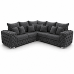 Ashton 5 Seater Corner L-Shape Chenille Dark Grey Sofa - Luxury UK Living Room Showcase