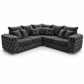 Ashton 5 Seater Corner Sofa Plush Velvet Dark Grey - Luxury UK Living Room Showcase