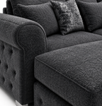 Bishop Large U Shape 5 Seater Chenille Dark Grey Sofa - Detailed Angle View 3