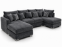 Bishop Large U Shape 5 Seater Chenille Dark Grey Sofa | Free UK Delivery