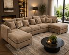 Bishop Large U Shape 5 Seater Chenille Mink Sofa - Detailed Angle View 4