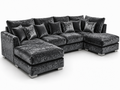 Bishop Large U Shape 5 Seater Crushed Velvet Dark Grey Sofa - Luxury UK Living Room Showcase