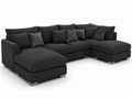 Bishop Large U Shape 5 Seater Jumbo Cord Dark Grey Sofa - Luxury UK Living Room Showcase