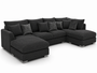 Bishop Large U Shape 5 Seater Jumbo Cord Dark Grey Sofa | Free UK Delivery