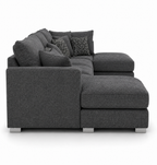 Bishop Large U Shape 5 Seater Kensington Fabric Dark Grey Sofa - Detailed Angle View 2