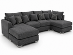 Bishop Large U Shape 5 Seater Kensington Fabric Dark Grey Sofa - Luxury UK Living Room Showcase