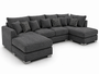 Bishop Large U Shape 5 Seater Kensington Fabric Dark Grey Sofa | Free UK Delivery