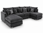 Bishop Large U Shape 5 Seater Plush Velvet Dark Grey Sofa | Free UK Delivery