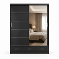 Florence Sliding Door Wardrobe Black | Mirrored Sliding Wardrobe - Luxury UK Living Room Showcase