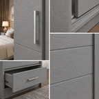 Florence Sliding Door Wardrobe Gray | Mirrored Sliding Wardrobe UK - Detailed Angle View 3