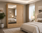 Florence Sliding Door Wardrobe Oak | Experience Smart Storage - Detailed Angle View 4