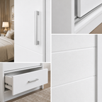 Florence Sliding Door Wardrobe White | Premium Sliding Storage - Detailed Angle View 3