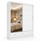 Florence Sliding Door Wardrobe White | Premium Sliding Storage - Detailed Angle View 2
