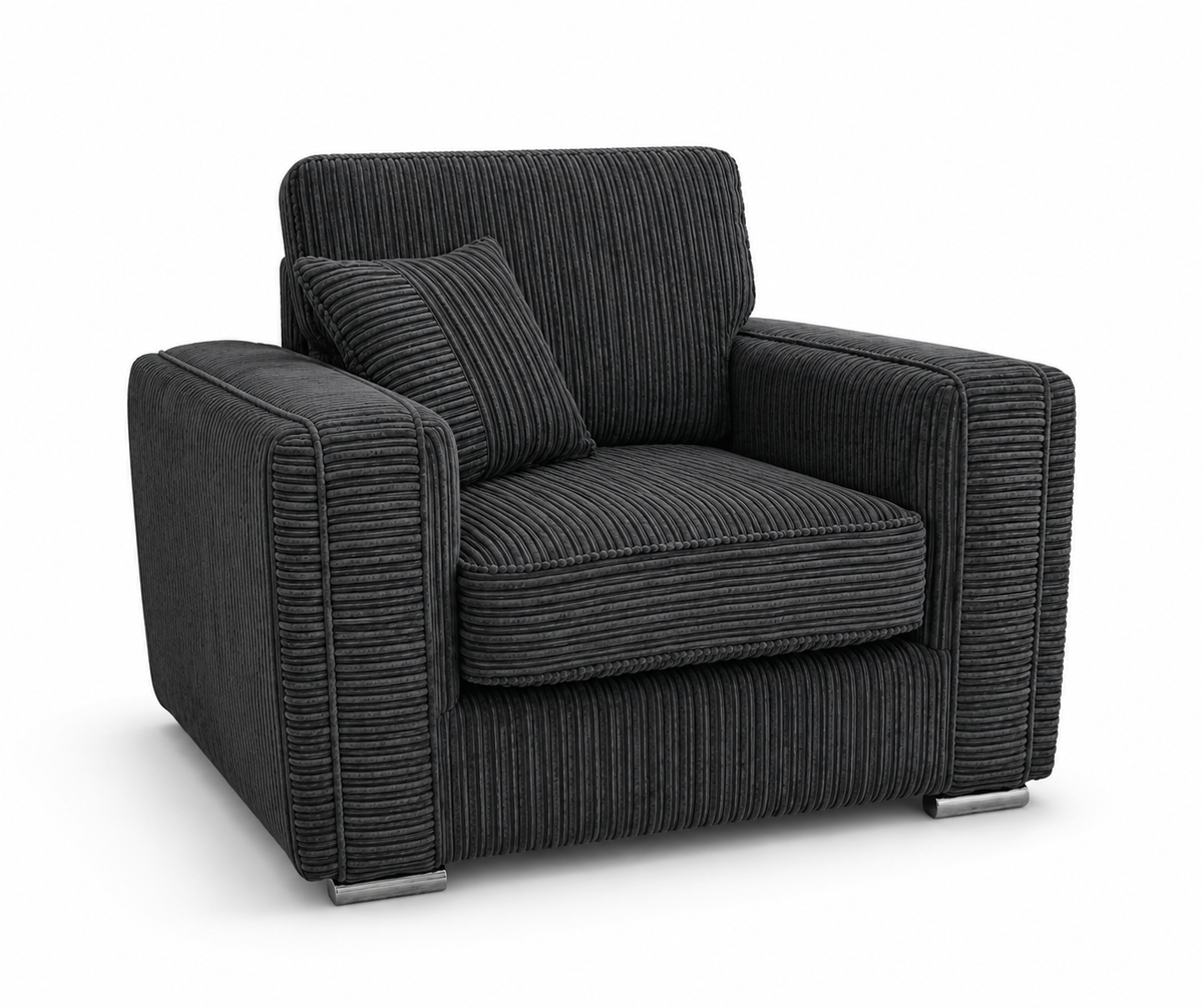 Lilly 1 Seater Jumbo Cord Dark Grey Sofa | FurniFolks - Luxury UK Living Room Showcase