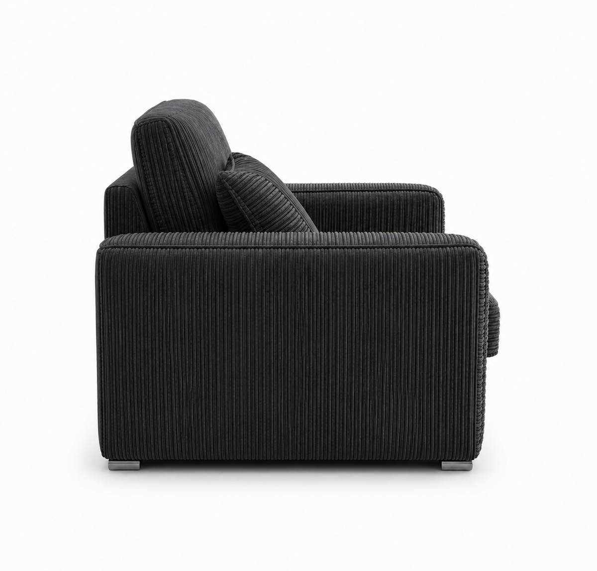 Lilly 1 Seater Jumbo Cord Dark Grey Sofa | FurniFolks - Detailed Angle View 2