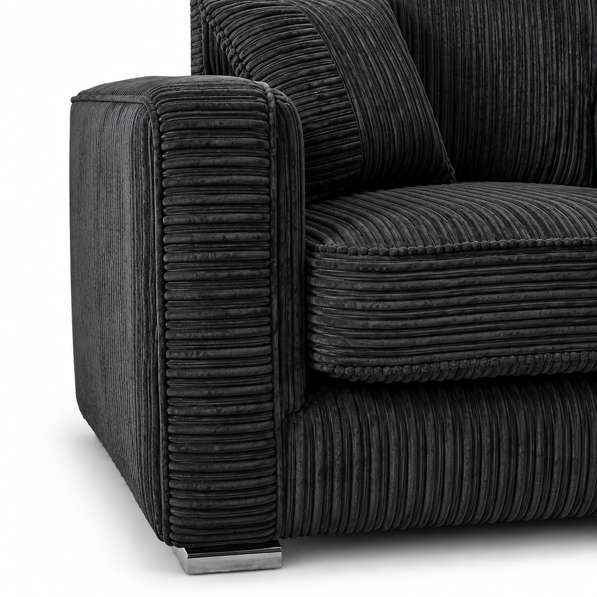 Lilly 1 Seater Jumbo Cord Dark Grey Sofa | FurniFolks - Detailed Angle View 3