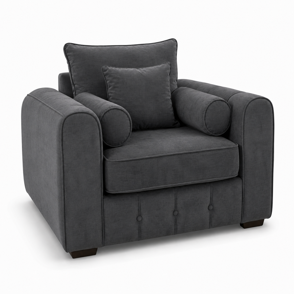 Lilly 1 Seater Naples & Kinsington Dark Grey Sofa | FurniFolks - Luxury UK Living Room Showcase