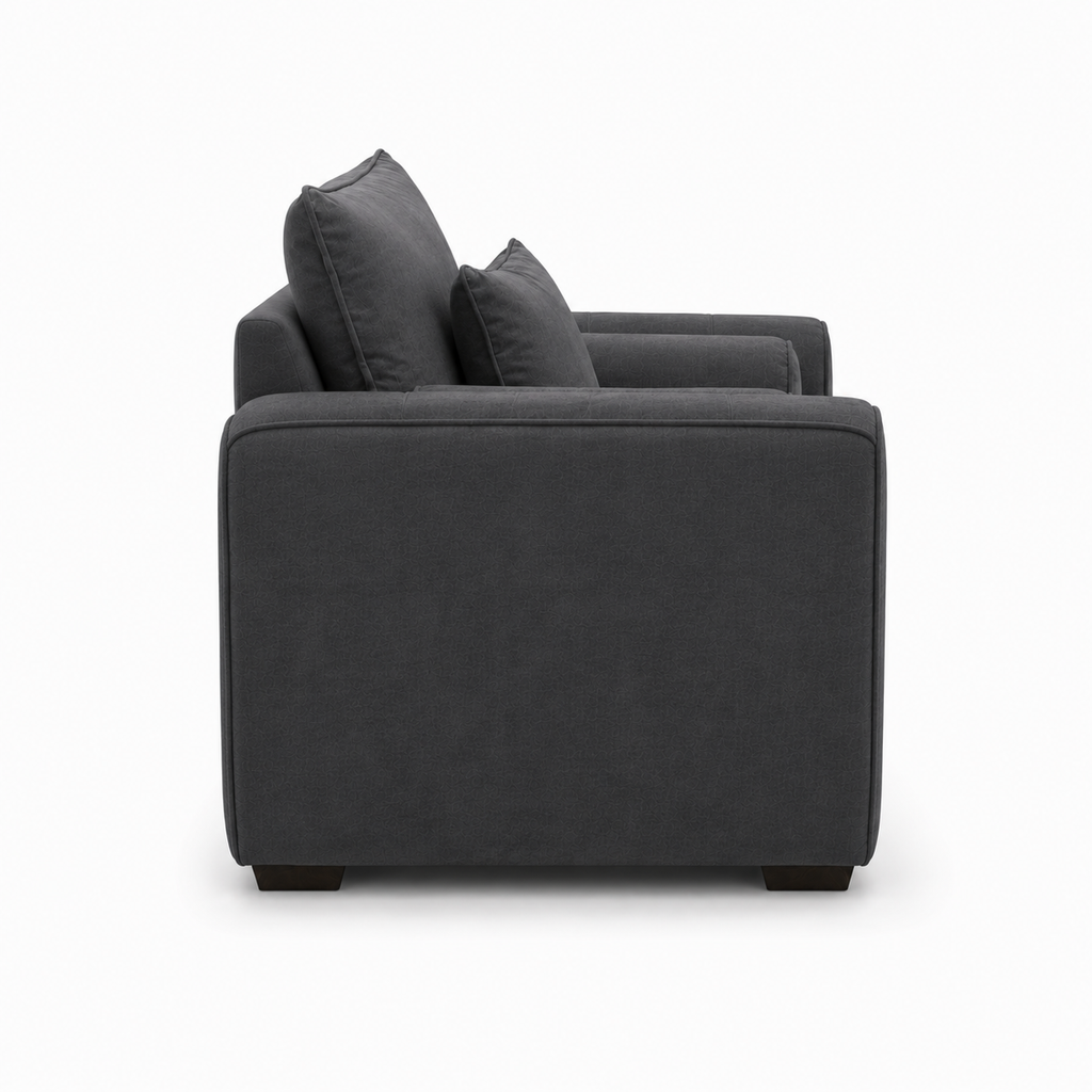 Lilly 1 Seater Naples & Kinsington Dark Grey Sofa | FurniFolks - Detailed Angle View 2