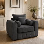 Lilly 1 Seater Naples & Kinsington Dark Grey Sofa | FurniFolks - Detailed Angle View 4