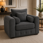 Lilly 1 Seater Naples & Kinsington Dark Grey Sofa | FurniFolks - Detailed Angle View 5