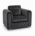 Lilly 1 Seater Plush Velvet Dark Grey Sofa | FurniFolks - Luxury UK Living Room Showcase