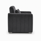 Lilly 1 Seater Plush Velvet Dark Grey Sofa | FurniFolks - Detailed Angle View 2