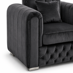 Lilly 1 Seater Plush Velvet Dark Grey Sofa | FurniFolks - Detailed Angle View 3