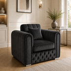 Lilly 1 Seater Plush Velvet Dark Grey Sofa | FurniFolks - Detailed Angle View 4