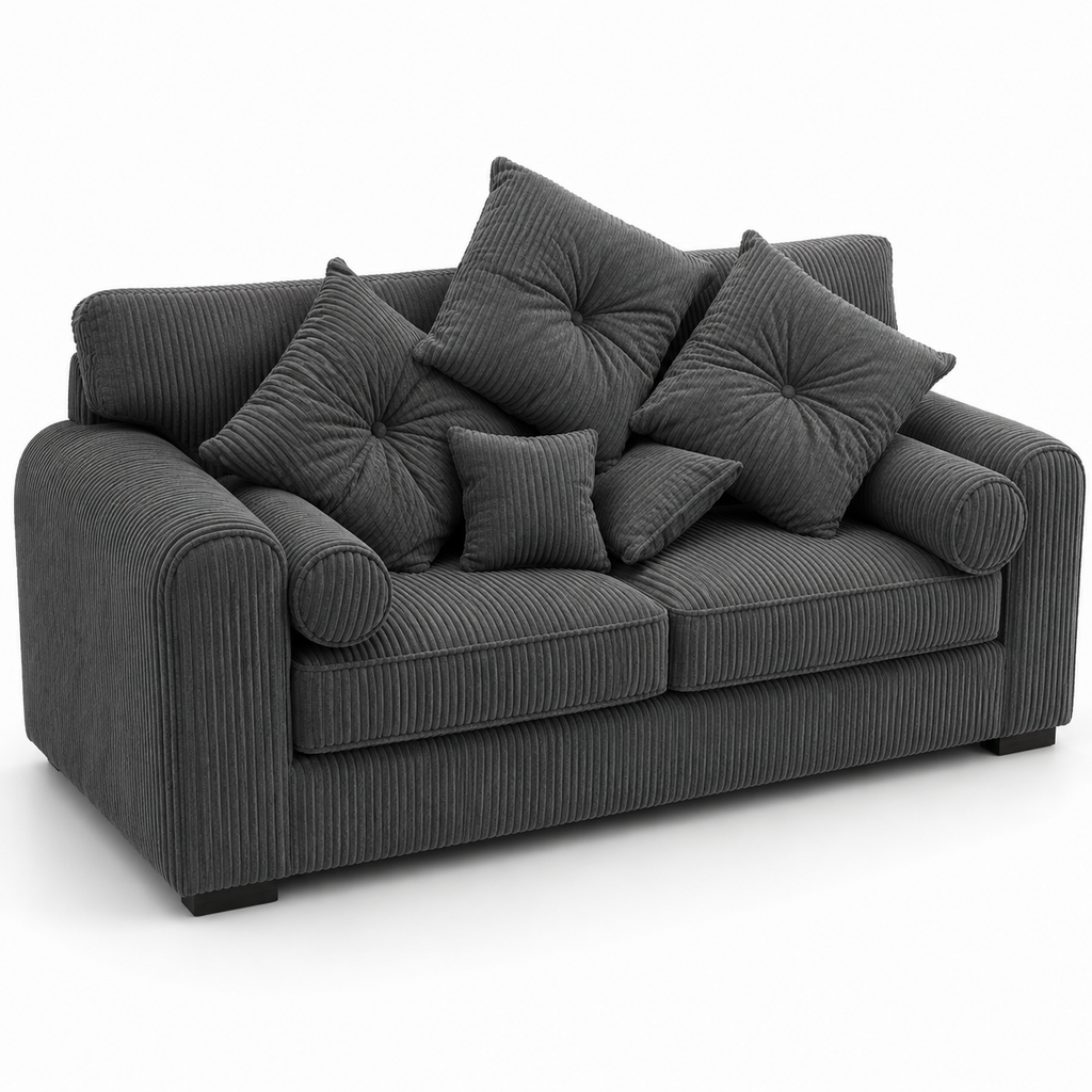 Lilly 2 Seater Jumbo Cord Dark Grey Sofa - Luxury UK Living Room Showcase