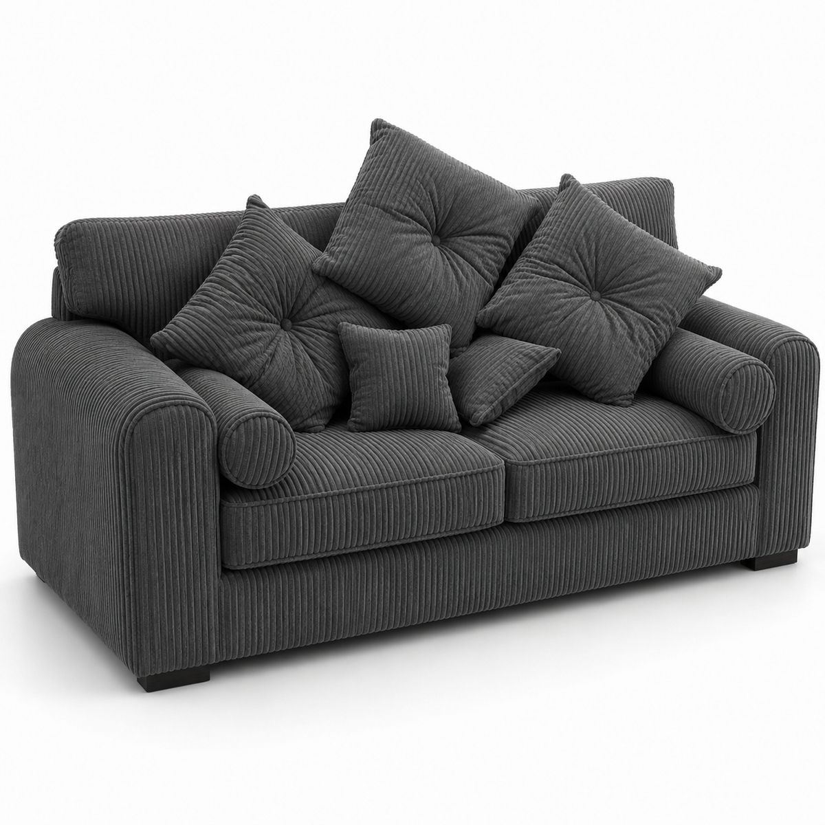 Lilly 2 Seater Jumbo Cord Dark Grey Sofa - Luxury UK Living Room Showcase