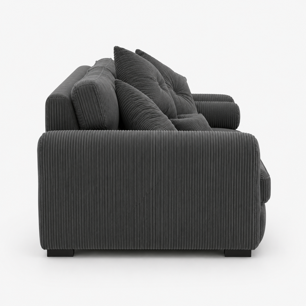 Lilly 2 Seater Jumbo Cord Dark Grey Sofa - Detailed Angle View 2