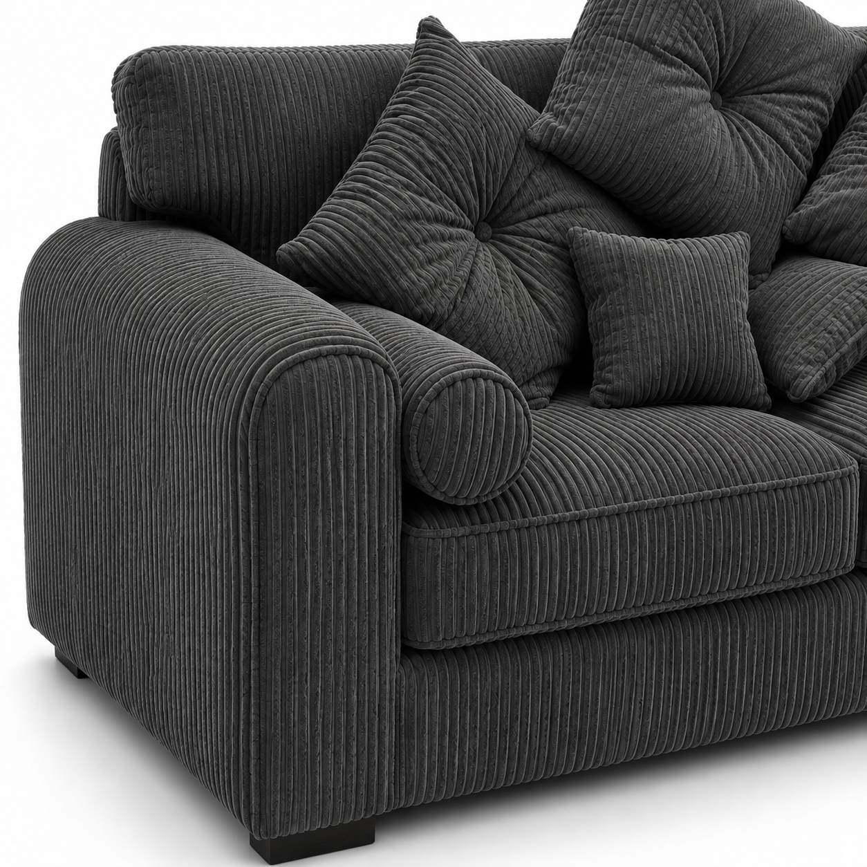 Lilly 2 Seater Jumbo Cord Dark Grey Sofa - Detailed Angle View 3