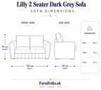 Lilly 2 Seater Jumbo Cord Dark Grey Sofa - Detailed Angle View 6
