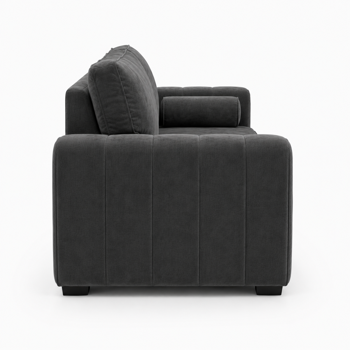 Lilly 2 Seater Plush Velvet Dark Grey Sofa - Detailed Angle View 2
