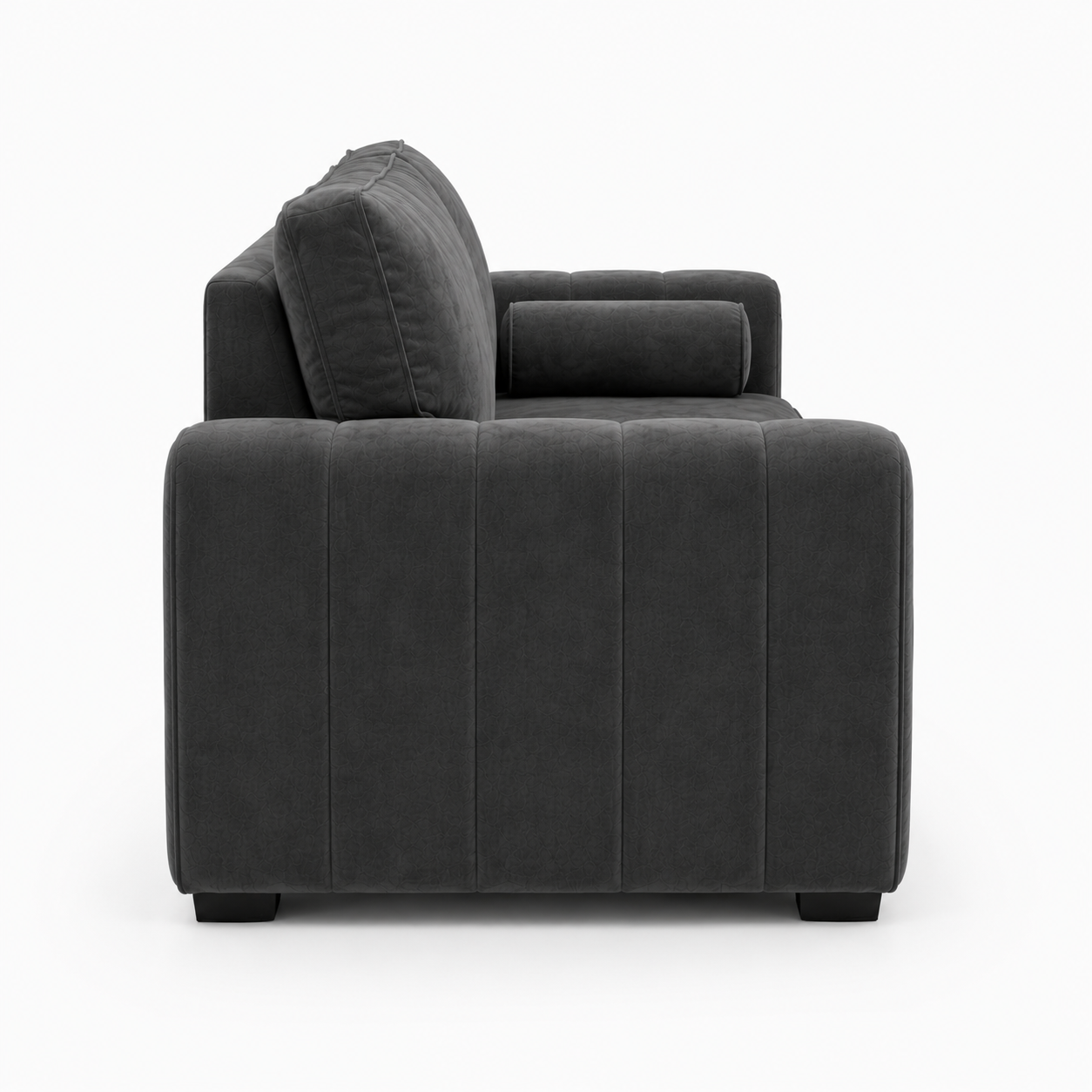 Lilly 2 Seater Plush Velvet Dark Grey Sofa - Detailed Angle View 2