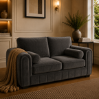 Lilly 2 Seater Plush Velvet Dark Grey Sofa - Detailed Angle View 4